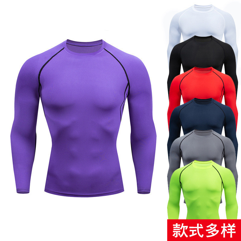 【Ready Stock】 Sports Tights Men's Training Base Long-Sleeved Breathable Running Quick-Drying Top Men