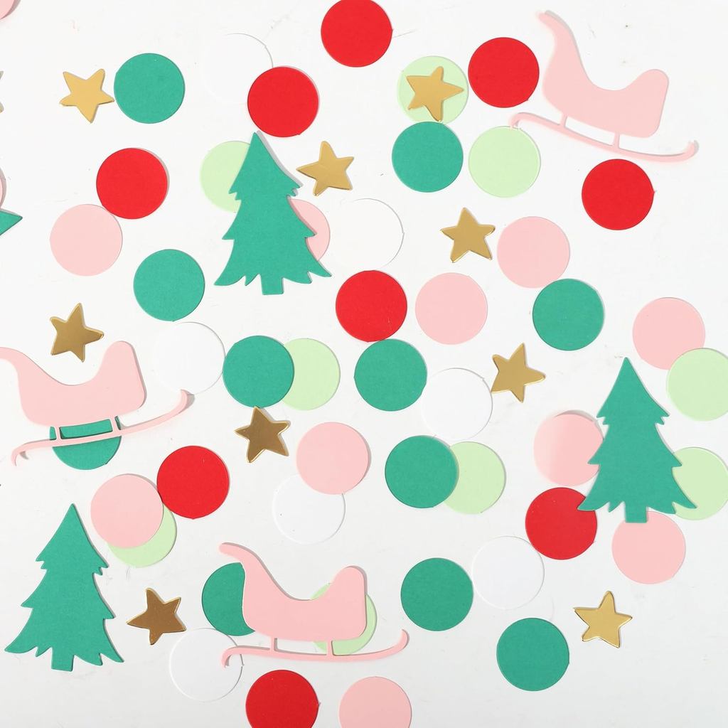 Oh What Fun It Is To Be One - Christmas Sleigh Party Decor, Green Tree Confetti