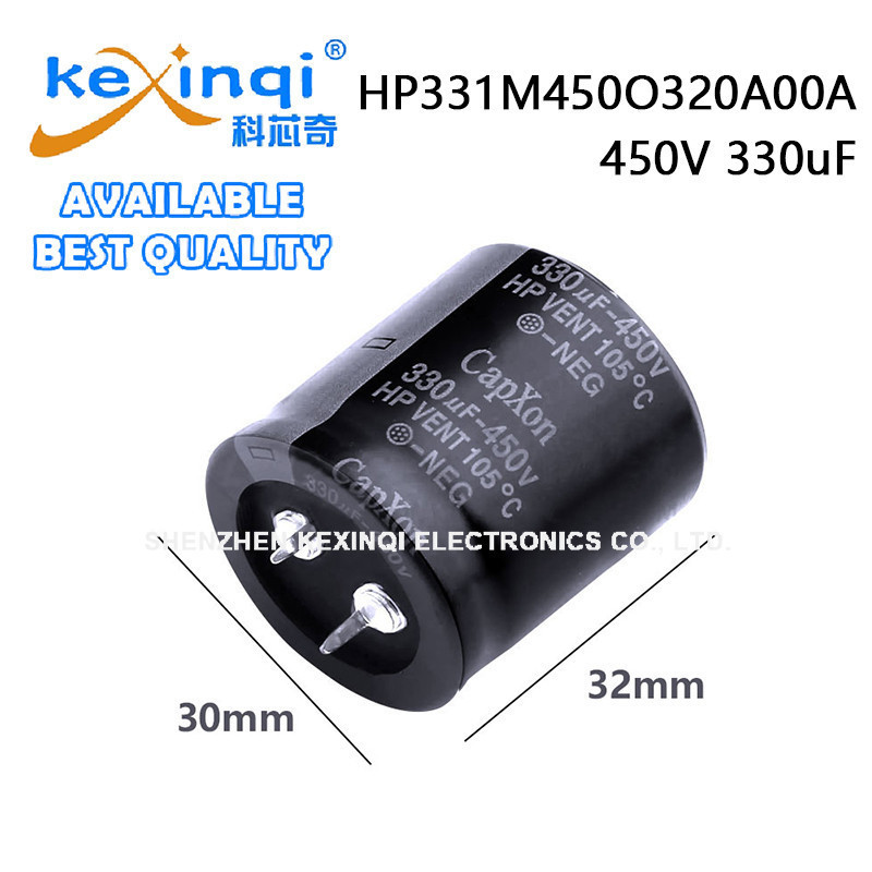 (1 ชิ้น) 450V 330uF D30xL32 มม.1.18x1.26in HP331M450O320A00A ตัวเก็บประจุอลูมิเนียมอิเล็กโทรลีติค