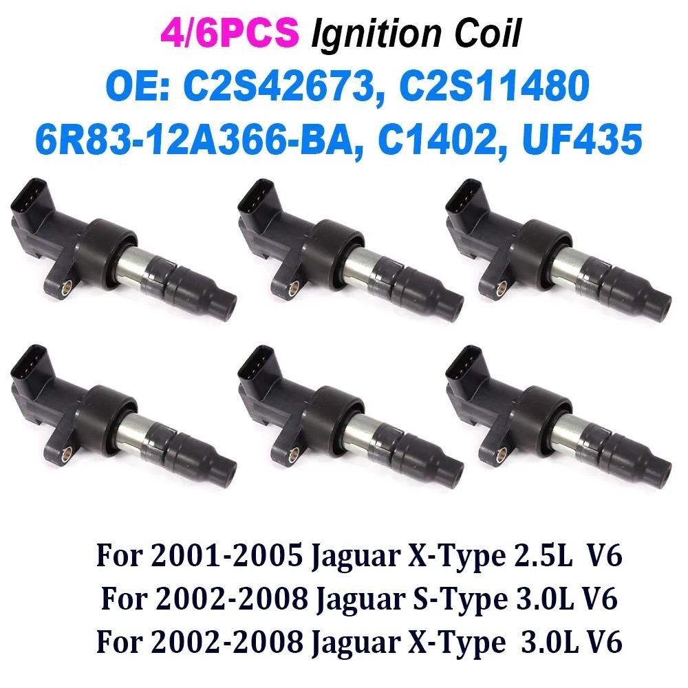 4/6PCS คุณภาพสูง C2S42673 C2S11480 6R83-12A366-BA C1402 UF435 คอยล์จุดระเบิดสําหรับ Jaguar X-Type 2.