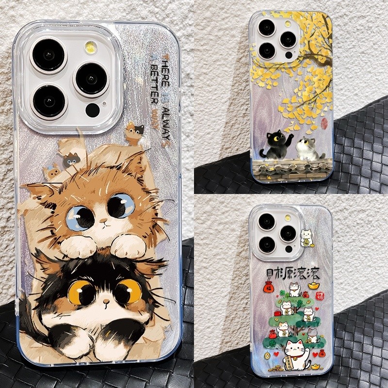 เคส สำหรับ Xiaomi Redmi note 17 15 12 13 15 14 Pro Plus max 13C 14C 15C 14T 15T 17T Pro หรูหราการ์ตูนน่ารักมั่งคั่งโชคดีแมวนุ่มเคสโทรศัพท์
