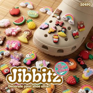 S0490 สุ่มลาย Crocs Jibbitz jibbit 1ชิ้น ยางPVC จิบิ ตัวติดรองเท้า อุปกรณ์DIY ตกแต่งรองเท้า
