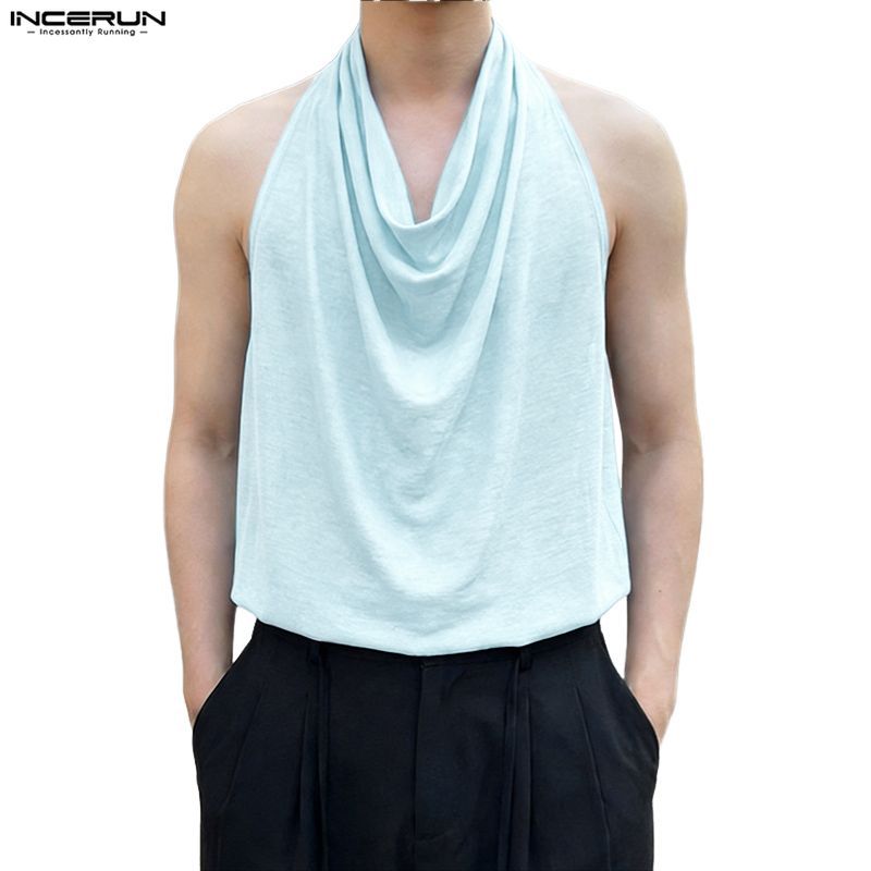 เสื้อกล้ามสีใสคอตั้งสำหรับผู้ชาย