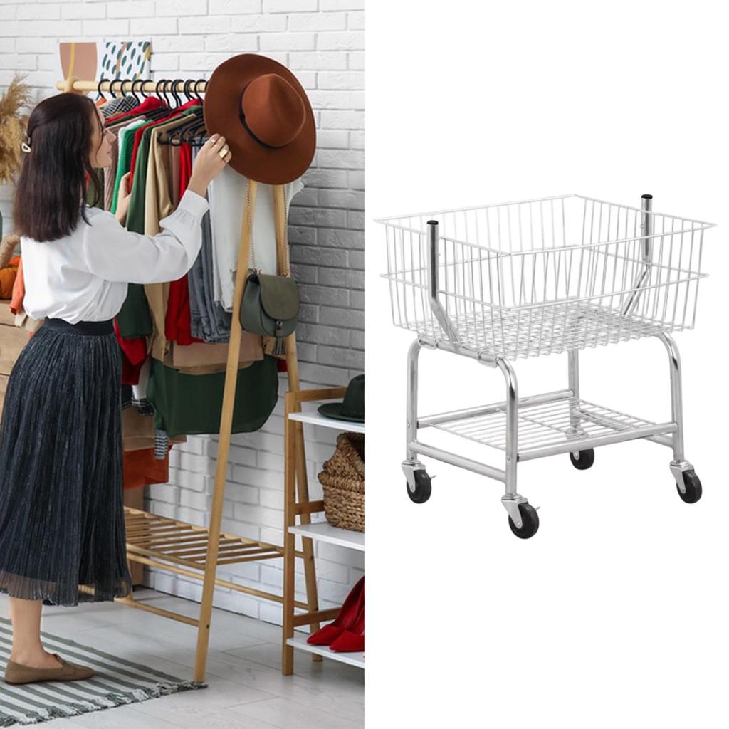 [Tachiuwa21] ประหยัดพื้นที่ตะกร้าซักผ้ารถเข็นพร้อมล้อเหล็กขนาดใหญ่ซักรีด Hamper Organizer สําหรับ Ho