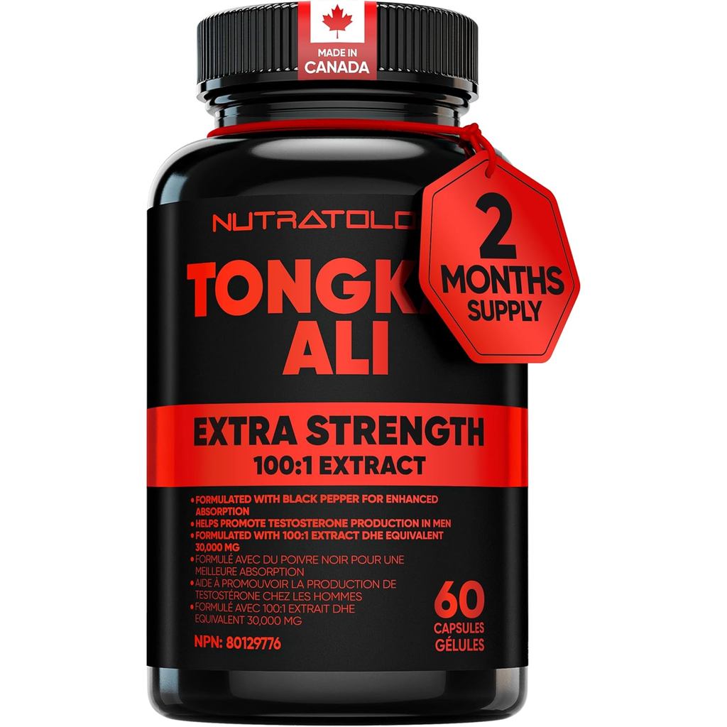 Nutrology Tongkat Ali เพื่อสมรรถภาพและความแข็งแรงพิเศษ สารสกัด Tongkat Ali 100:1 + พริกไทยดำ 60 แคปซ
