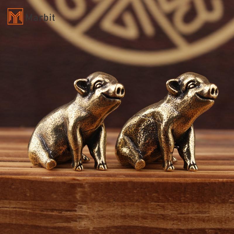 Marbit 1/2 ชิ้น Vintage ทองเหลืองหมูรูปปั้น Figurine สําหรับความมั่งคั่ง Lu สําหรับ Home Office Desk Decor ที่ไม่ซ้ํากันเครื่องประดับของขวัญ null