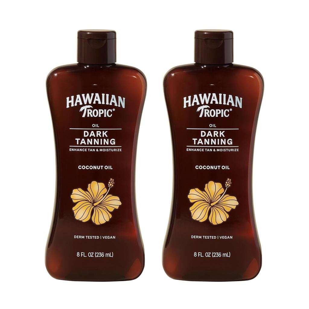 Hawaiian Tropic Dark Tanning Oil, 8 Fl Oz | Moisturizing Body Oil with Cocoa Butter, Tan Enhancer, 8