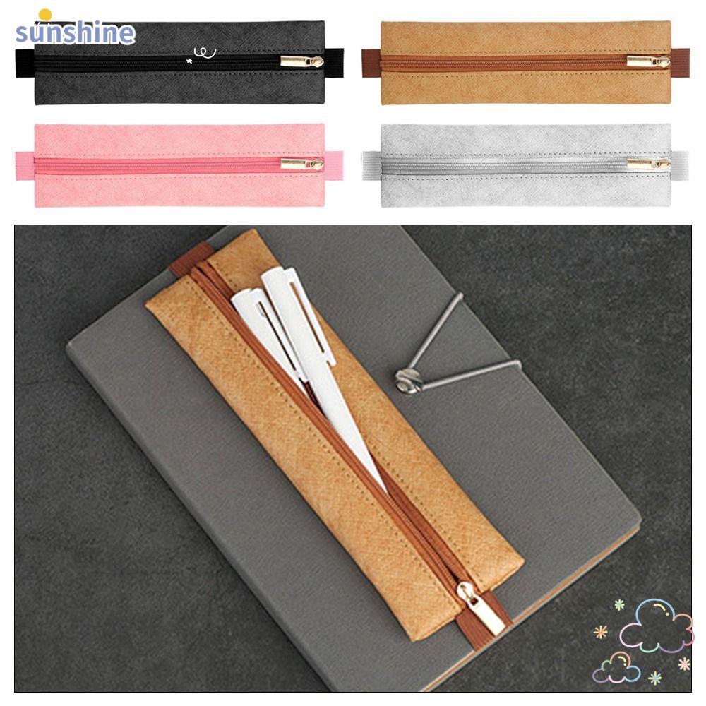 SSUNSHINE Pencil , กระเป๋าปากกา Tyvek แบบหัวเข็มขัดยืดหยุ่น, คลิปหนีบปากกาแบบพกพาความจุขนาดใหญ่แบบเรียบง่ายการประชุมในสํานักงาน