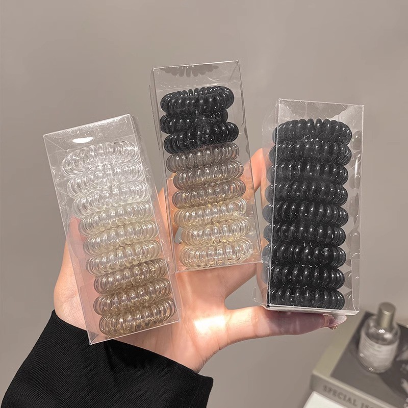 9ชิ้นสไตล์เกาหลีไม่มีรอยต่อสายโทรศัพท์ยางรัดแฟชั่นยืดหยุ่นสูงผมแหวนอุปกรณ์ผม