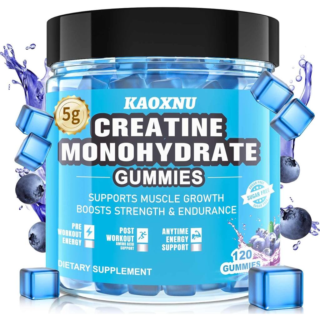 Creatine Monohydrate Gummies 5600mg สําหรับผู้ชายและผู้หญิง, 120 CT Chewable Creatine Monohydrate สํ