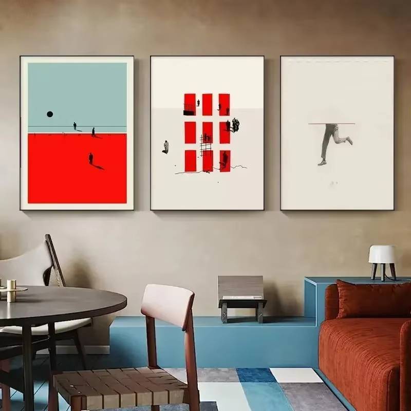 บทคัดย่อตัวละคร Wall Art ภาพวาดผ้าใบอารมณ์ขันโปสเตอร์ห้องนั่งเล่นที่ทันสมัยและตกแต่งบ้านภาพสี Wall Art