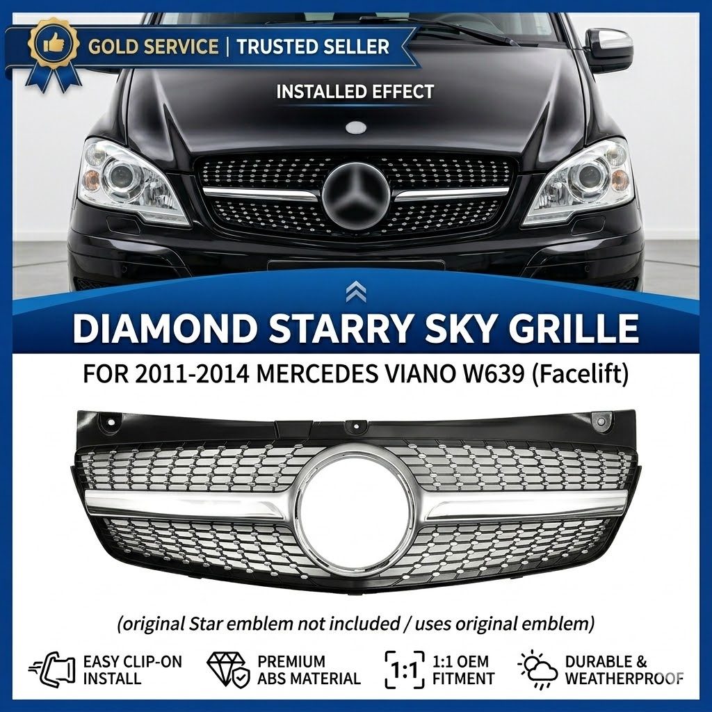 สําหรับ Mercedes-Benz Viano W639 2011-2014 เพชรสไตล์กระจังหน้า Starry Sky Racing Sporty ภายนอก Tunin