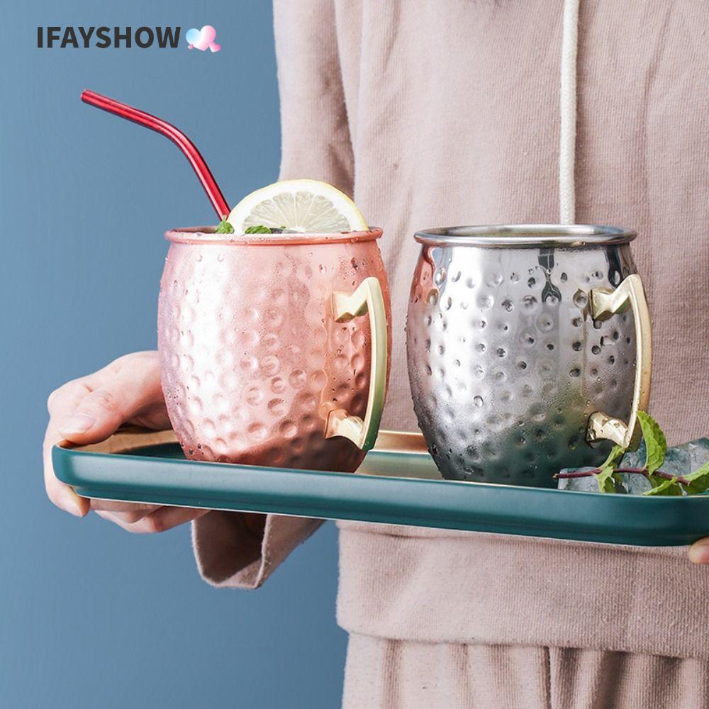 IFAYSHOW ค้อนถ้วยจุด, หนา 500ml ถ้วยแก้ว, Strong Riveted จับแปรงลักษณะ Moscow Mule Handcrafted Mosco
