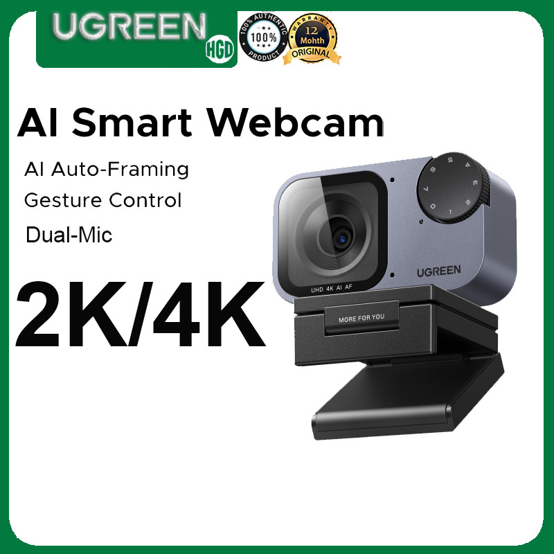 UGREEN FineCam Pro 4K 2K WebcamDual Mic AI Auto Framing Face-Centering Dual AI Noise-Cancelling Mics
