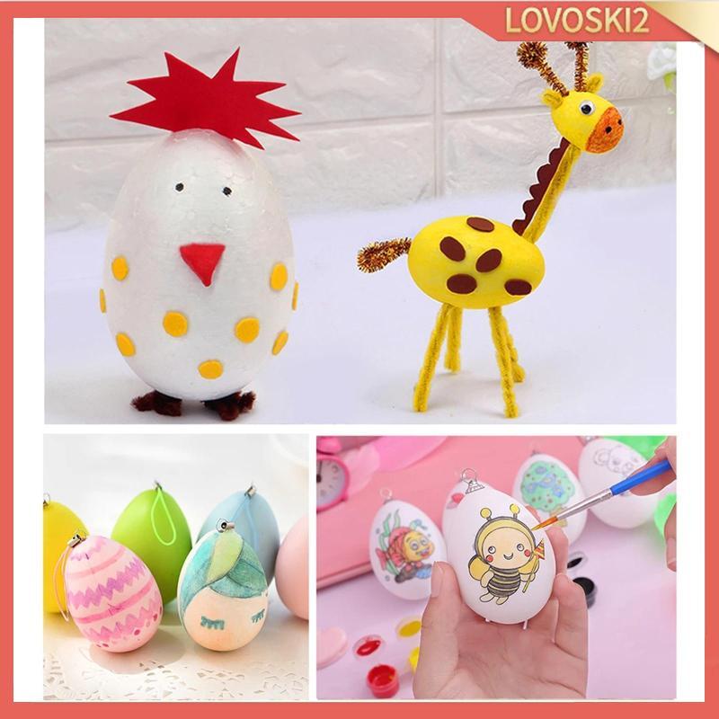 [Lovoski2] Creative Easter Eggs Craft Set,DIY Foam Blank Eggs,Painted Hanging Jewelry,W/ Children Pa