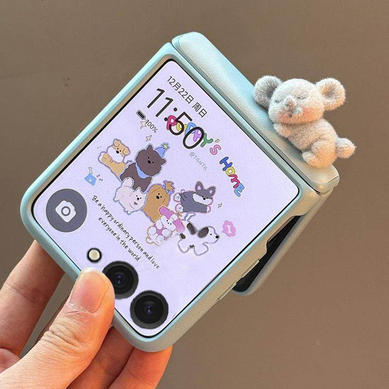 น่ารัก Koala บานพับแม่เหล็ก PU หนังเคสโทรศัพท์สําหรับ Samsung Galaxy Z Flip 7 6 5 4 3 Zflip7 ฝาครอบ Motorola Razr 60 Ultra 50 40 Ultra