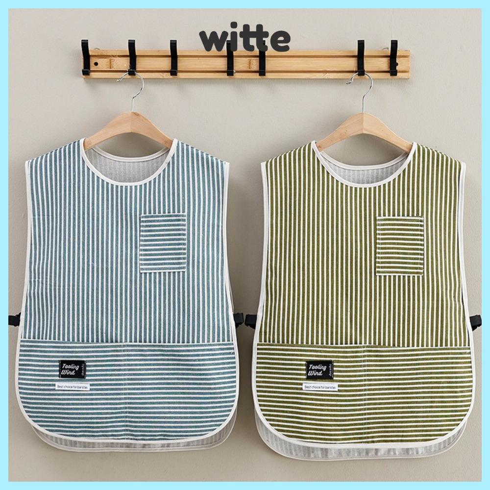 WITTE ผ้ากันเปื้อนกันคราบ, ผ้ากันเปื้อนลินินป้องกันสกปรกในครัว, แฟชั่นเรียบง่ายลายเสื้อกั๊กสไตล์ผ้ากันเปื้อนเซรามิกอเนกประสงค์จัดเลี้ยง