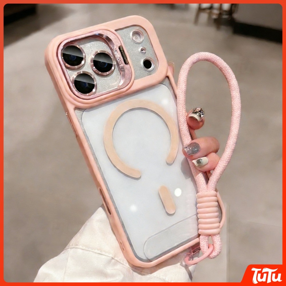 TuTuGiven โทรศัพท์ lanyardLuxury Clear Soft ซิลิโคนไร้สายชาร์จแม่เหล็กเคสโทรศัพท์สําหรับ IPhone 17 16 15 14 13 12 11 Pro Air Max Plus กล้องโลหะยึด Hard กลับ