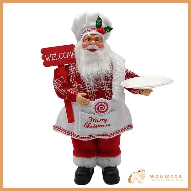 WOW 12 Chef Santa Claus Figurines Merry Christmas รูปตกแต่งเครื่องประดับเดสก์ท็อป Xmas Santa สําหรับ