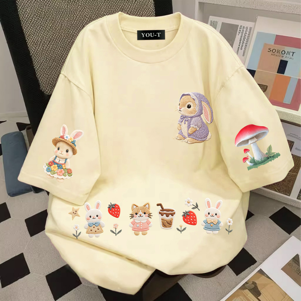 T42.SHOP🌸เสื้อแฟชั่น เสื้อยืด oversize ผ้าฝ้าย100% แนวสตรีท ไม่ต้องรีดผ้า สวมใส่สบาย ผ้านิ่ม  ลาย  "Rabbit"