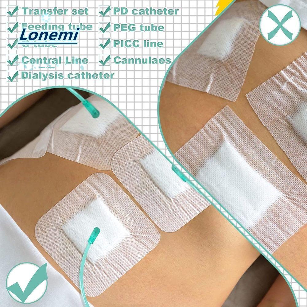 LONEMI 10pcs Feeding Tube Pad, Gtube Supplies อุปกรณ์ไตเทียม Chest Catheter Cover,ทนทานแผลผ้าพันแผลไ