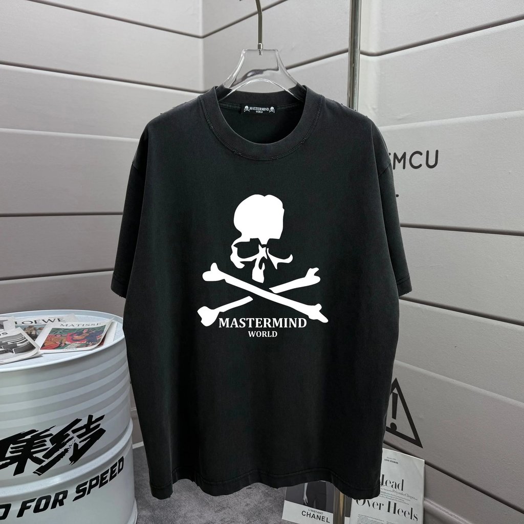รุ่นยอดนิยม MMJ ตัวอักษร Skull พิมพ์โลโก้ American Retro ล้าง Frayed Casual สบายแฟชั่น All-Match รอบ