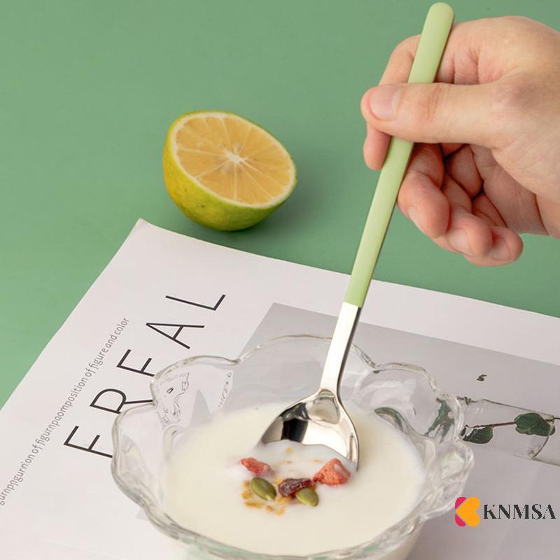 KNMSA] 2 ชิ้น 410 สแตนเลสสตีลหรูหรา 4 สีช้อนสําหรับครอบครัวอาหารค่ําบนโต๊ะอาหารร้านอาหาร Flatware ซุ