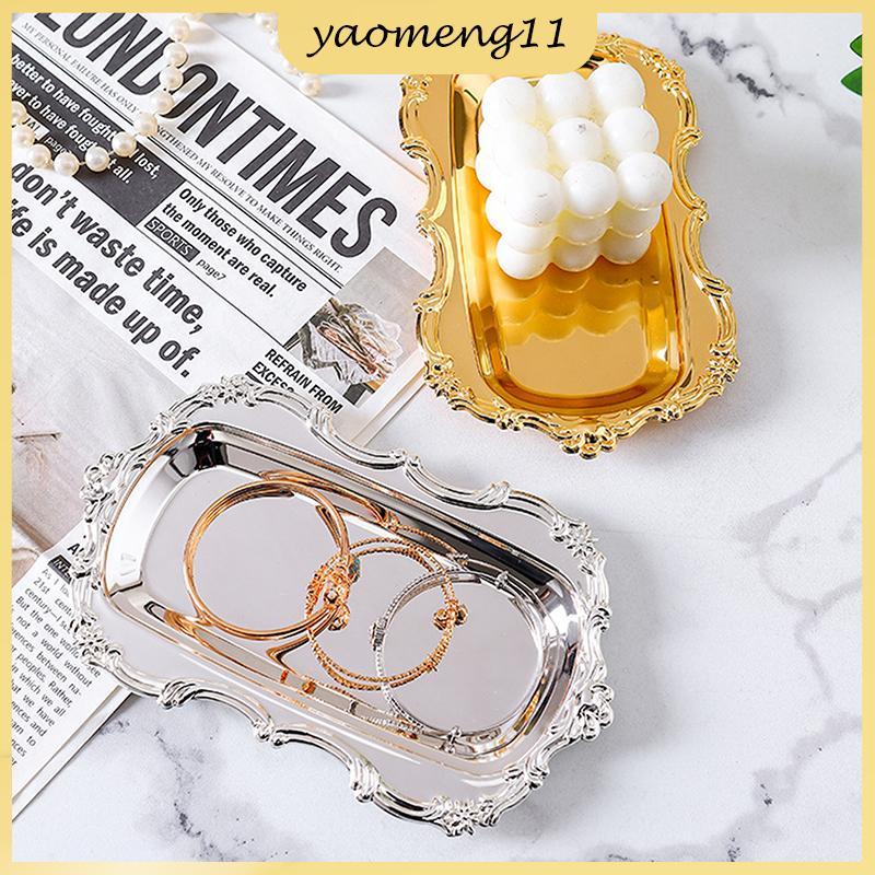 YM Vintage นูนถาดเสิร์ฟ Platter สําหรับขนมหวานเครื่องประดับ Organizer แผ่นขนมขบเคี้ยวสําหรับโต๊ะรับประทานอาหารตกแต่ง TH