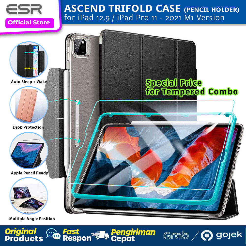 เคส ESR Ascend Trifold ของแท้ iPad Pro 11 12.9 นิ้ว M1 2021 - ฝาครอบปลอกอัจฉริยะ SmartCover