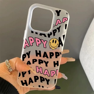 รอยยิ้มและตัวอักษร For iPhone เคสโทรศัพท์ ที่มีเนื้อสัมผัสพิเศษ 16 14 13 XR 11 16 Pro Max 15 12 PRO 14 15 16 Plus
