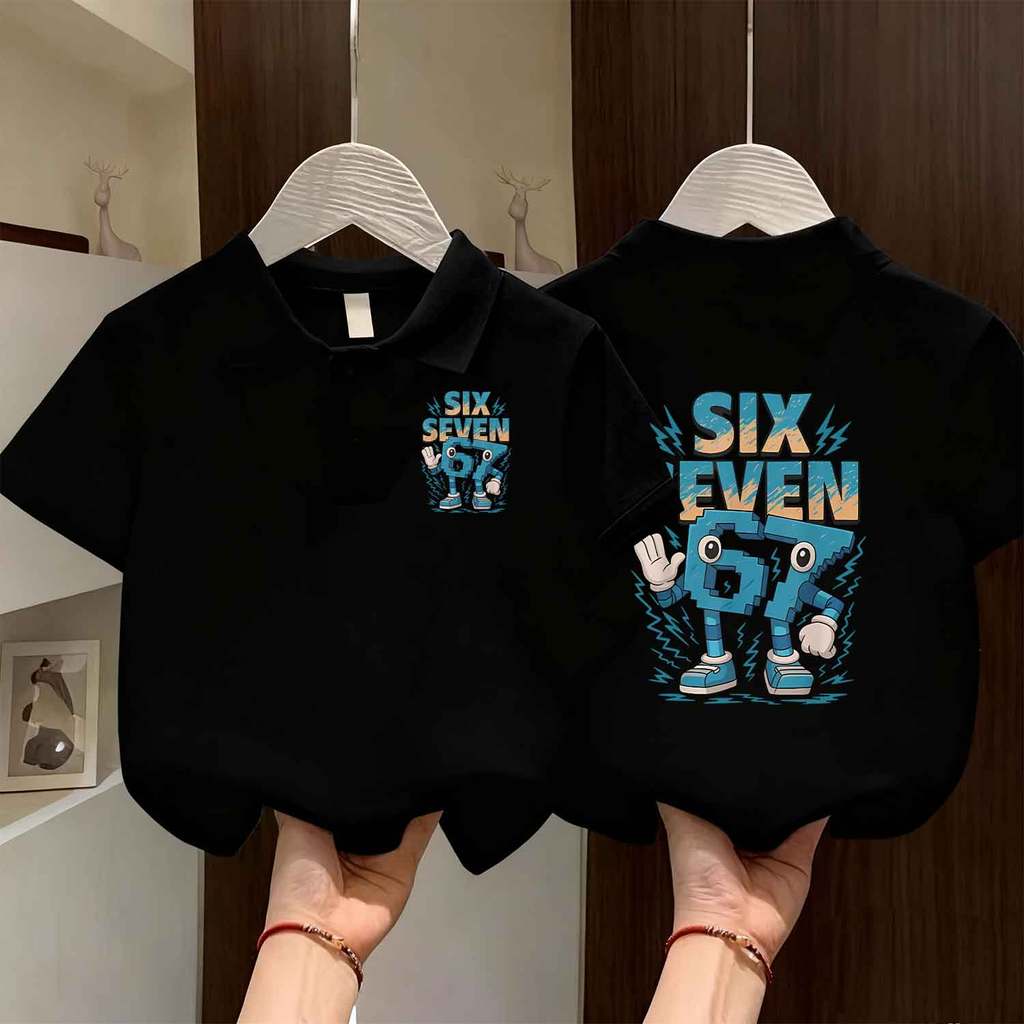 Roblox 67 Six Seven Kids Polo Shirt Short Sleeve Casual Game Style Top