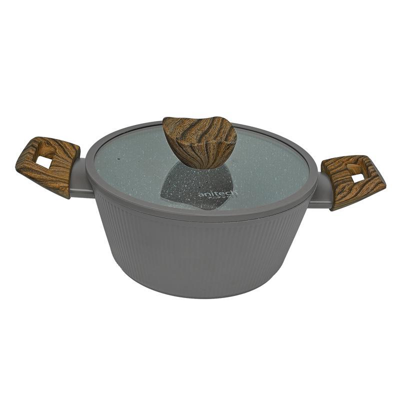 ANITECH หม้อพร้อมฝาแก้ว รุ่น CWCR201 สีน้ำตาล เส้นผ่านศูนย์กลาง 20 ซม. สูง 9 ซม.