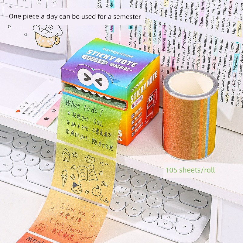 postit โพสอิท กระดาษโน้ตใสสีไล่ระดับสีพิเศษสำหรับนักเรียนสติกเกอร์ผิดคำถามเหนียวแรงไม่ทิ้งร่องรอย