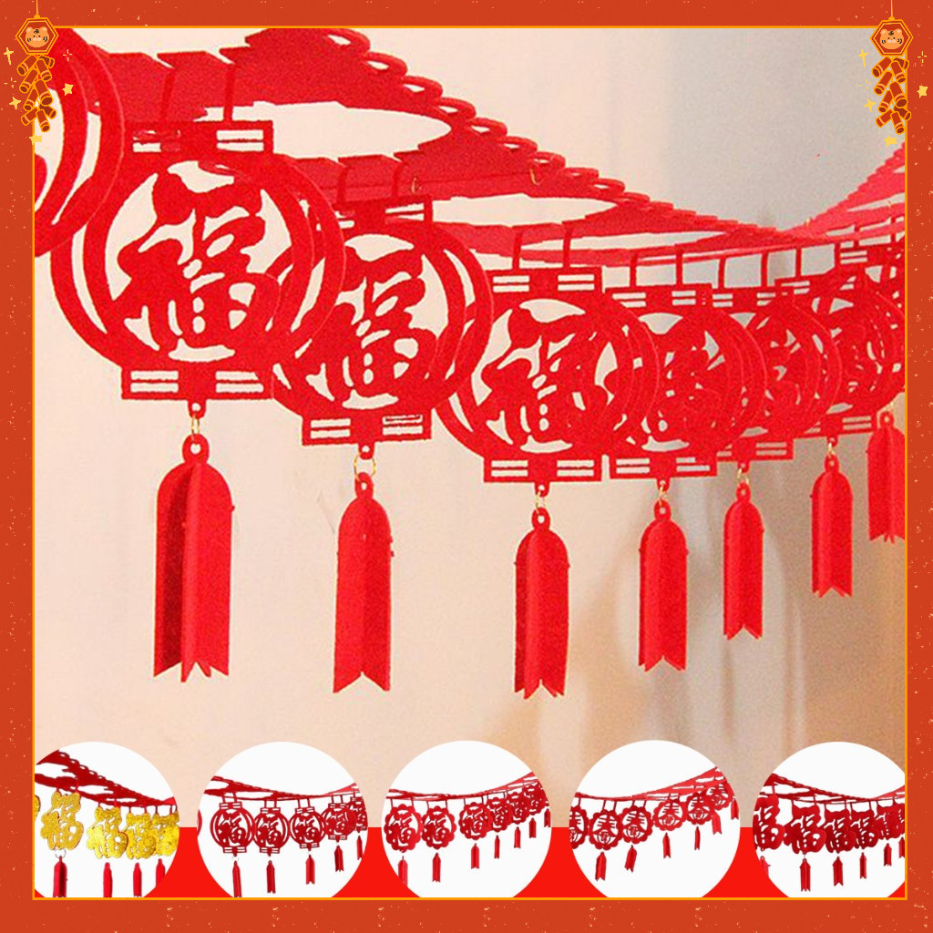 ตกแต่งปีใหม่2026สายแขวนเพดานแต่งตรุษจีน สายประดับตรุษจีน ยาว 3 เมตร แขวนอักษรมงคล ใช้ตกแต่งร้านค้า บ้านเรื่อน เสริมความ