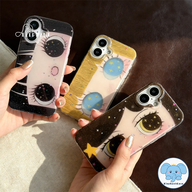 เคสไอโฟน17 14เคสผงกะพริบ ลายตาแคตรูนดาว น่ารัก2026 สำหรับ IPhone 17 13 15 16 12 11 14 Pro Max XR X XS 7 8 16 15 14 Plus