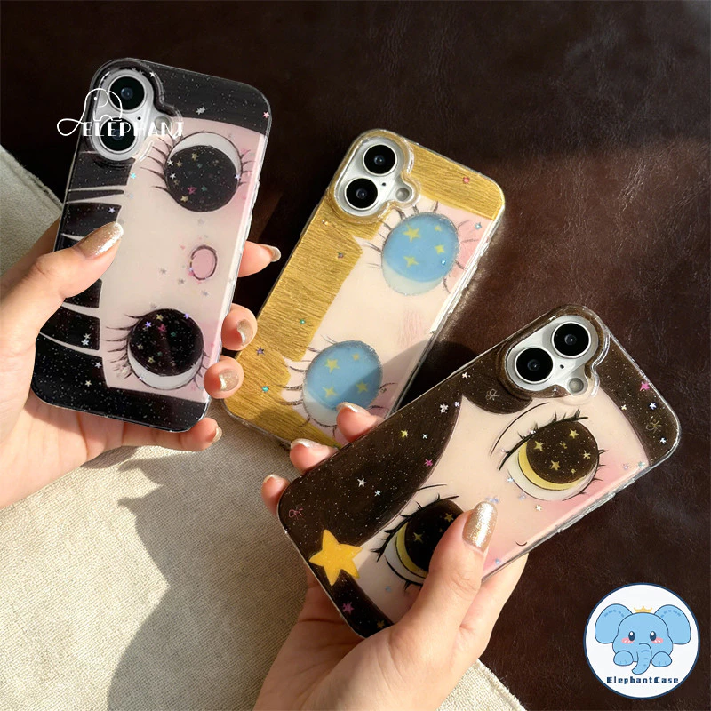 เคสไอโฟน17เคสผงกะพริบ ลายตาแคตรูนดาว น่ารัก2026 สำหรับ IPhone 17 AIR 13 15 16 12 11 14 Pro Max XR X XS 7 8 16 15 14 Plus