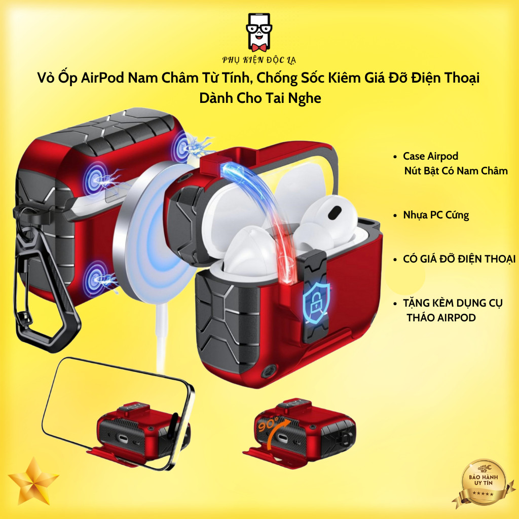 AirPod เคสแม่เหล็กกันกระแทกและที่วางโทรศัพท์สําหรับหูฟัง Pro/ Pro 2/ Pro 3