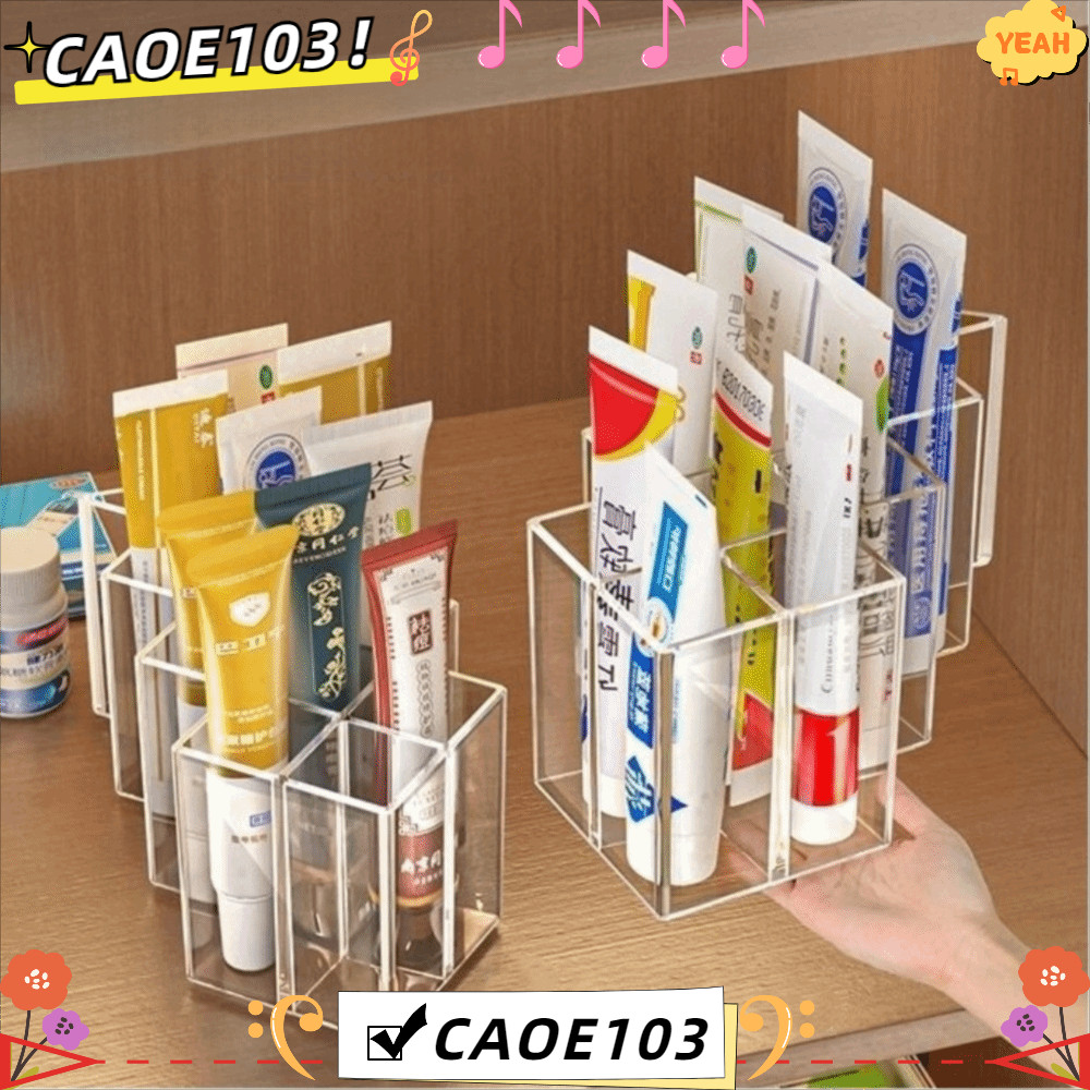 กล่องจัดครีม CAOE, พร้อมชั้นวางตู้พลาสติกหลายช่อง, ที่ใส่หลอดประหยัดพื้นที่แบบใส Home