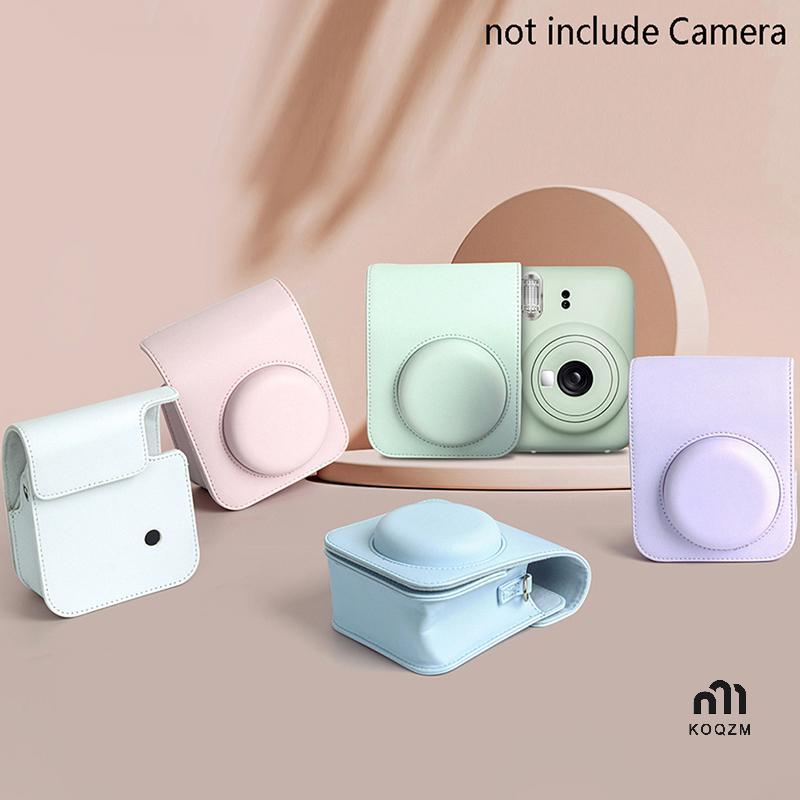 Koqzm เคสกล้อง Instax Mini 12, เคสป้องกันหนัง PU นิ่มสำหรับกล้อง Instax Mini กระเป๋ากล้องฟิล์มพร้อมส