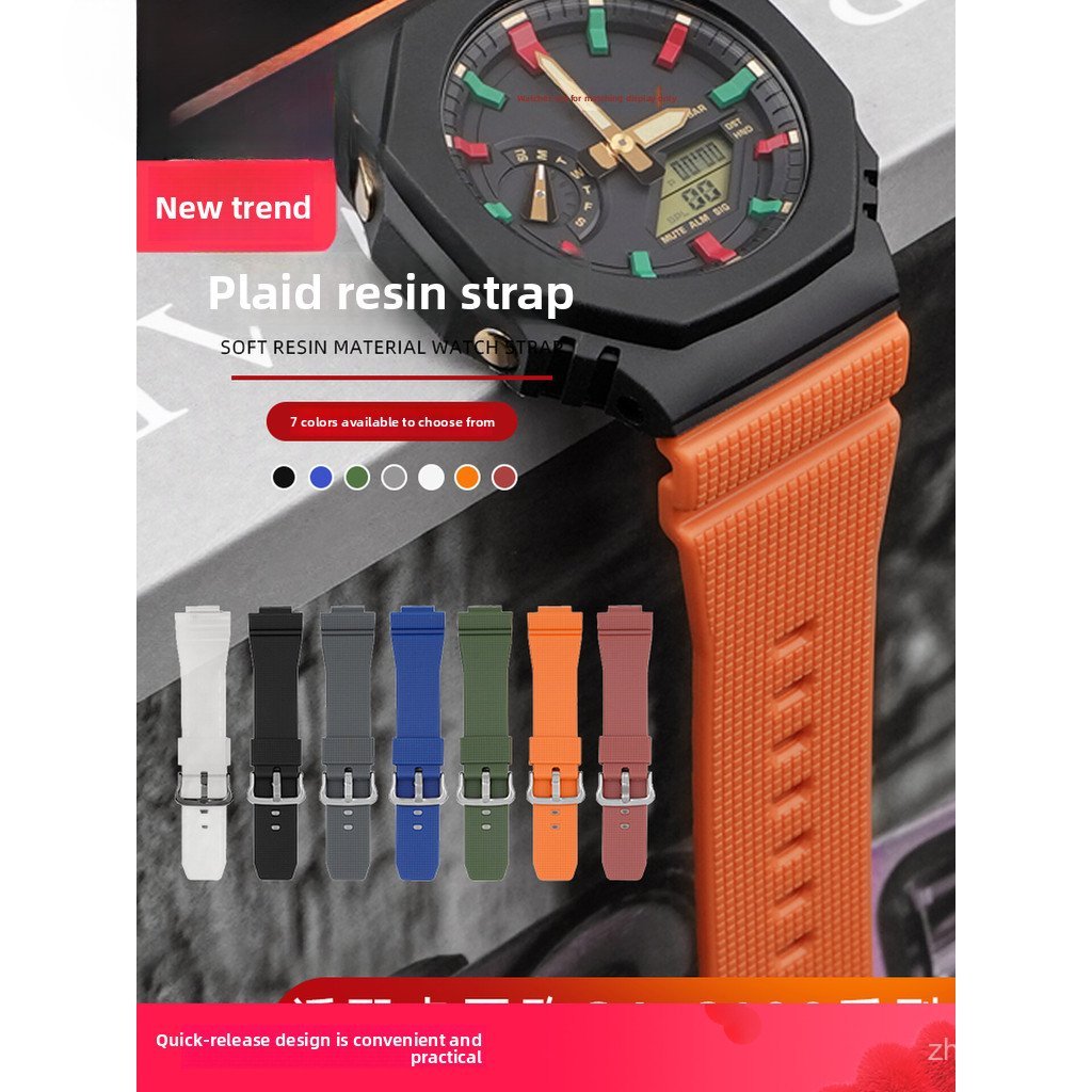 สําหรับ GM-2100/GA-2100/B2100 Series นาฬิกา Quick Release Check Patternp band สายรัดข้อมือเรซินยางหั