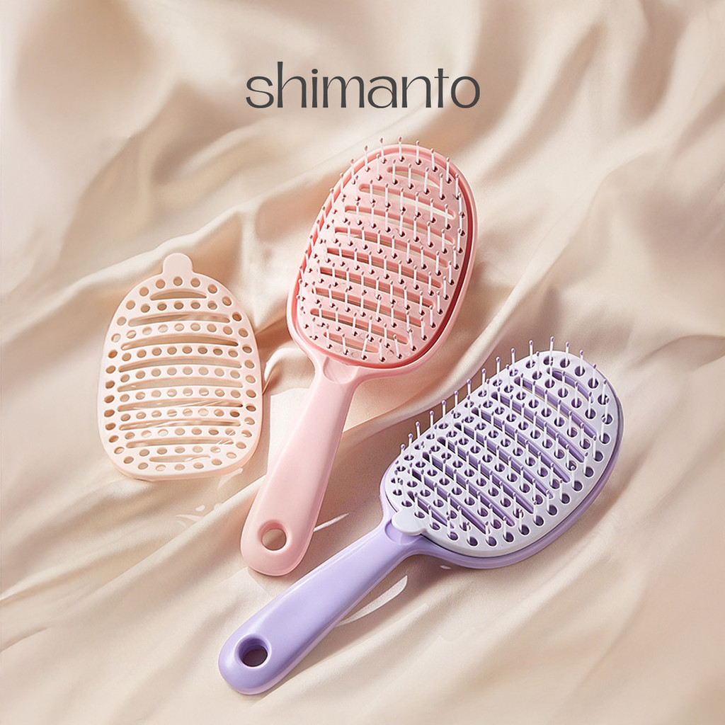 หวีซี่ห่าง Detangle Comb ดีไซน์2ชั้น ดึงผมออกจากหวีได้ ช่วยลดผมพันกัน โค้งรับศรีษะ หวีผมเปียกและแห้ง หวีไดร์