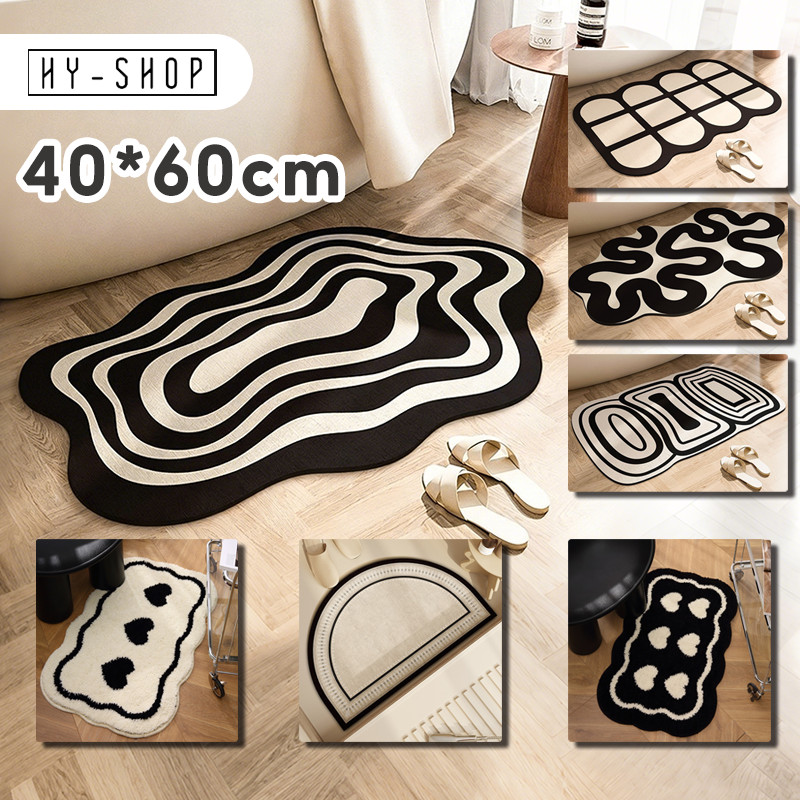 COD พรมเช็ดเท้า 40*60CM พรมเช็ดเท้ายางดูดน้ำ กําจัดฝุ่นและทนต่อการสึกหรอ