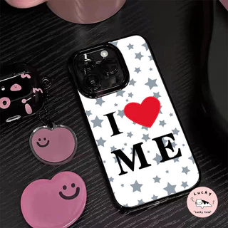 เคสไอโฟน13 เคสเงาน่ารัก I LOVE ME ดาวลายจุด สำหรับ IPhone 12 11 16 13 17 15 14 Pro Max 6 6s 7 8 16 15 Plus X XR