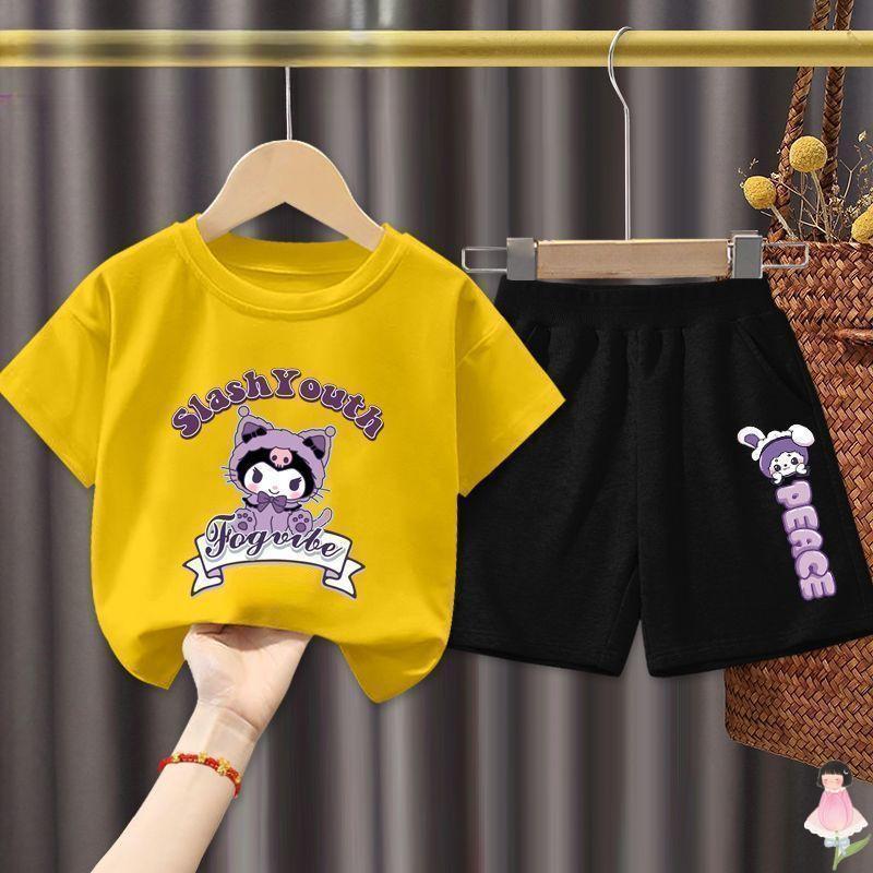 [COD]（ชุดเสื้อยืดและกางเกงสั้นเด็ก）ชุดฤดูร้อนสำหรับเด็กผู้หญิง, เสื้อยืดสาวน้อยมีสไตล์, กางเกงขาสั้นลายการ์ตูนน่ารัก, ชุ ราคา ถูกที่สุด ดีลบีเคเค แกลเลอรีภาพที่ 6