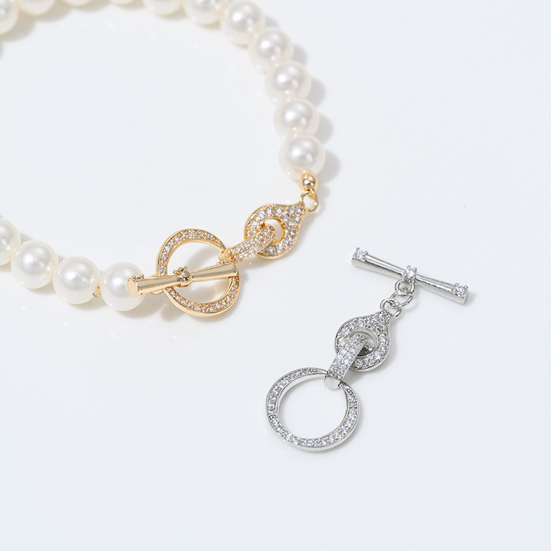 Micro-Inlaid Zircon 14K Gold-ห่อสีRetention Figure 8 Infinite Love OTหัวเข็มขัดDIY Handmade Pearlสร้