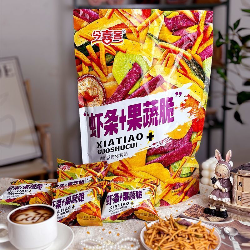 今喜客虾条果蔬脆238g香菇秋葵青萝卜蔬菜紫薯干青豆大袋装膨化20250126Jinxike Shrimp Crackers Fruit and Vegetable Crisps 238g Shiit