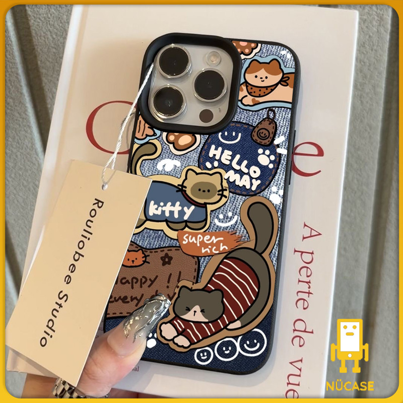 แอปเปิ้ลโทรศัพท์ เคสแมวสกราฟฟิตี้ยีนส์ สำหรับ iPhone เคสไอโฟน 13 12 11 PRO MAX X XS MAX 16 15 14 XR 7/8PLUS จัดส่งจากประ
