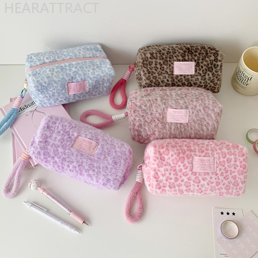 HEARATRACT Stylish Pencil Case INS Plush Stationery/Cosmetic Large Capacity Storage Bag Makeup Pouch