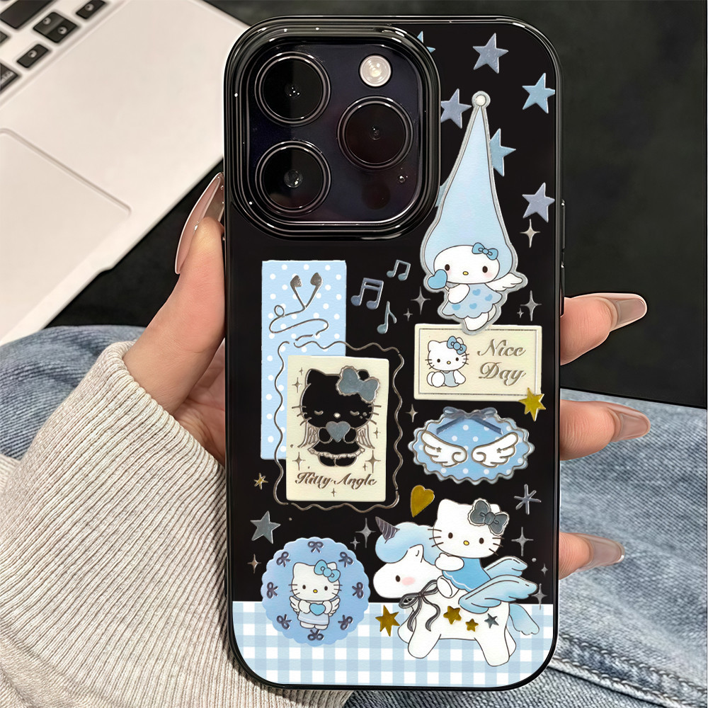 คุณภาพสูง แมวเทวดา เคสไอโฟน13 17 For IPhone 15 11 13 12 16 14 Pro Max XR XS X 8 7 16 Plus SE เปลือกอ่อน เรียบง่าย Case