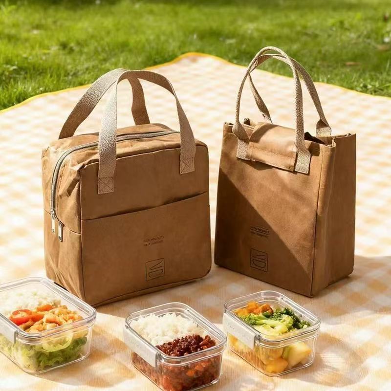 [สต๊อกพร้อม] COZYHOME กระดาษคราฟท์กันน้ํา Bento Bag พนักงานออฟฟิศนักเรียน กระเป๋าปิกนิกลื่น กระเป๋าโท้ตหนา